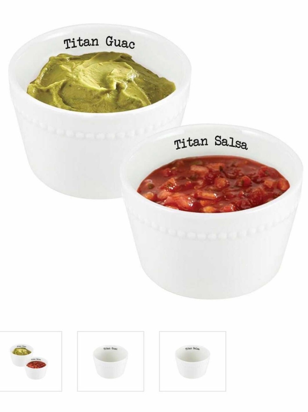 Titan White Ceramic Guac & Salsa Ramekins - Set of 2